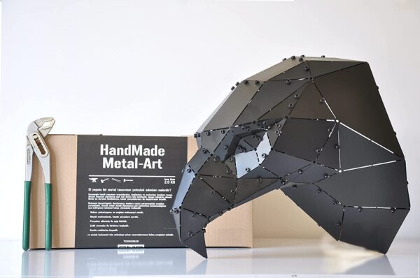 3D Geometrik Metal KArtal Kafası Duvar Dekoru