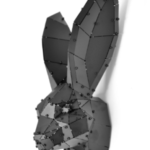 3D Geometrik Metal Tavşan Kafası Duvar Dekoru