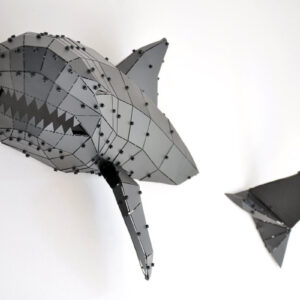 3D Geometrik Metal Large Köpek Balığı Heykeli