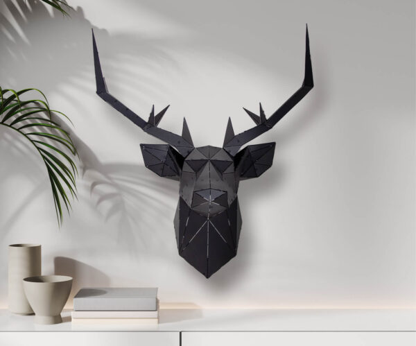3D Geometrik Metal Geyi Kafası Duvar Dekoru