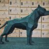 3D Geometrik Metal Large Pitbull Heykeli