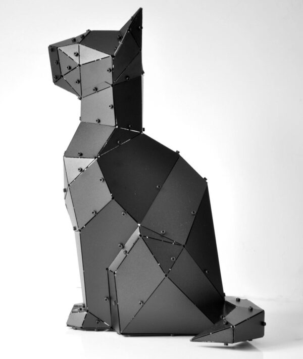 3D Geometrik Metal Large Kedi Heykeli