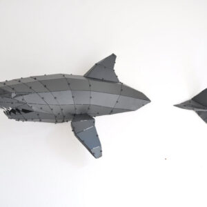3D Geometrik Metal Large Köpek Balığı Heykeli