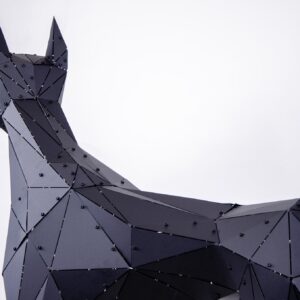 3D Geometrik Metal XL Doberman Heykeli